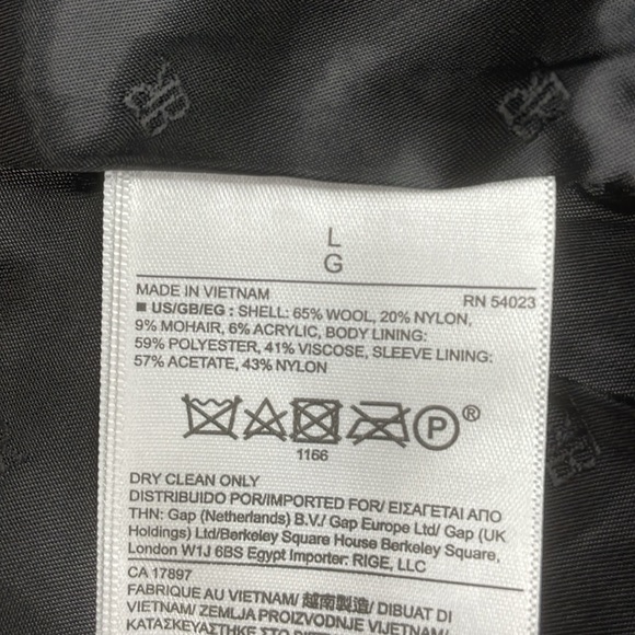 Banana Republic mohair and wool pea coat, size large, forest green - Picture 9 of 9